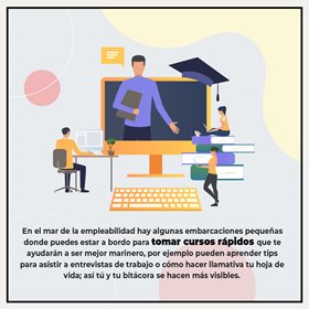Ilustración de trabajador con gráficas, resaltando cómo la empleabilidad ayuda a responder a las necesidades de los empleadores y del mercado laboral