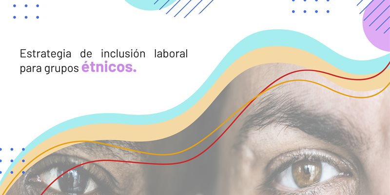 Banner institucional de la Estrategia de inclusión laboral para grupos étnicos del Servicio Público de Empleo, con diseño gráfico y primer plano de un rostro
